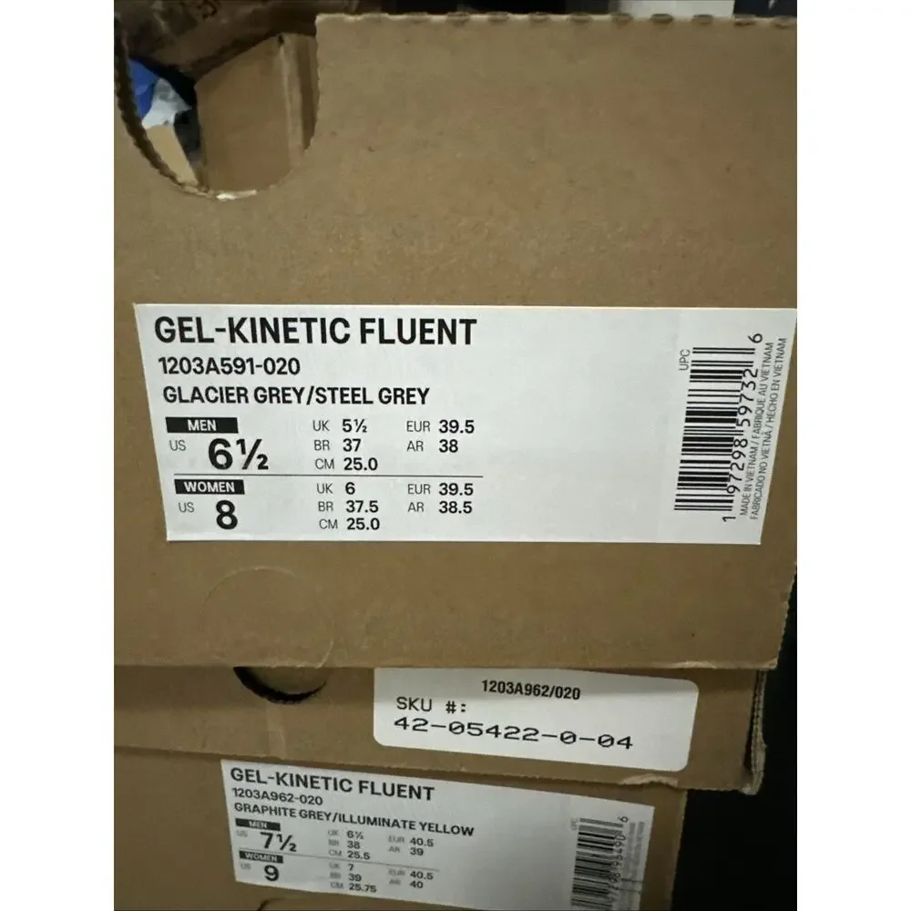 New Women's Size 8 Asics Gel-Kinetic Fluent Grey Running Shoes 1203A591-020